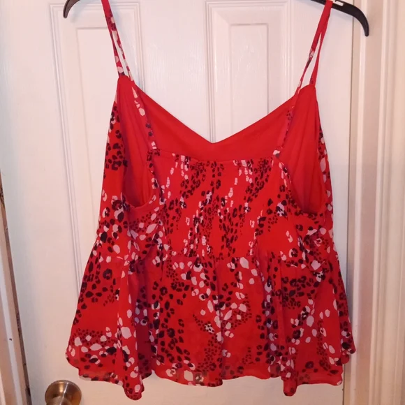 Torrid Dark Pink Leopard Print SL Chffn Crop PPLM MNG Cami Top Size 2 - Picture 2 of 2